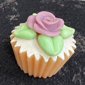 Vintage Carved Cupcake Candle Pink Green White Dessert sweets food